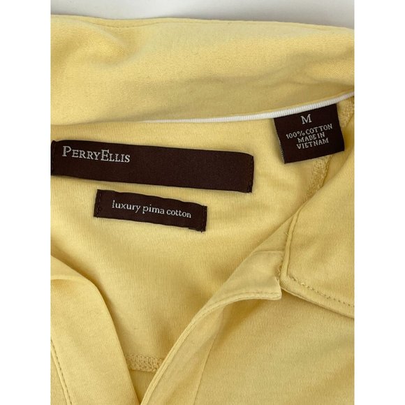 Perry Ellis Women's Short Sleeve Yellow Polo Collared Golf Shirt Top Size Med - Picture 4 of 7